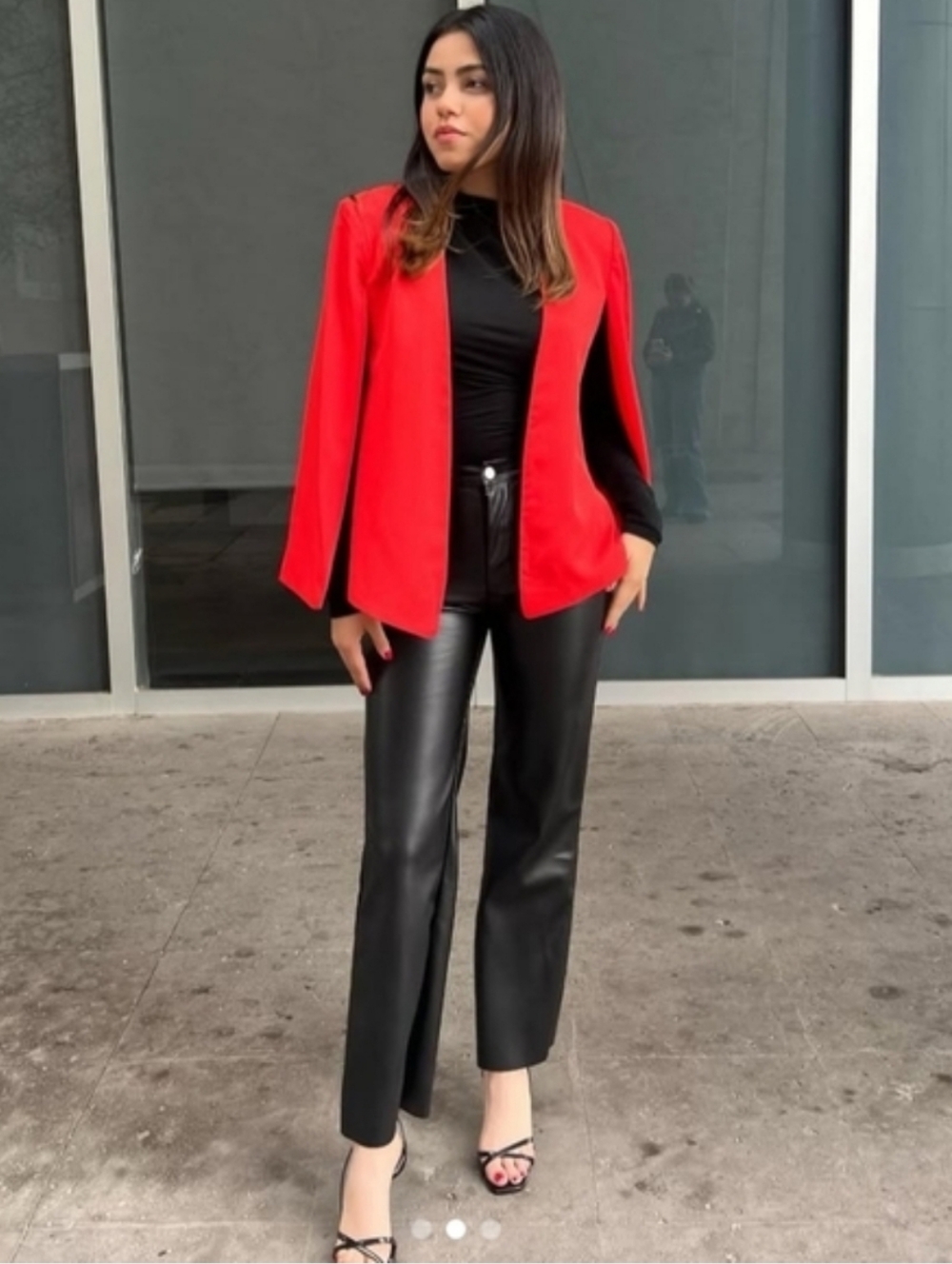 ZARA CAPE BLAZER JACKET RED SIZE XS - Picture 4 of 16